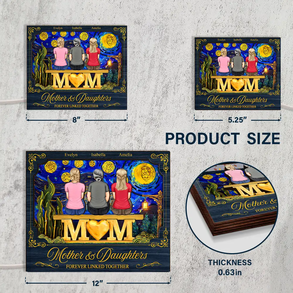 Mother & Children Forever Linked Together - Personalized LED Light Wooden Plaque - Image 4