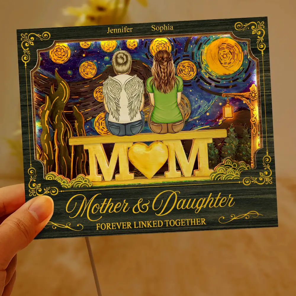 Mother & Children Forever Linked Together - Personalized LED Light Wooden Plaque - Image 6