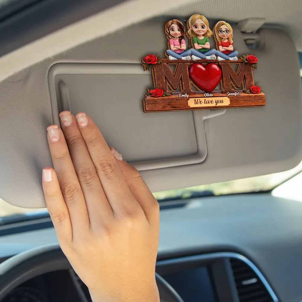 Mother & Children Mom We Love You - Personalized Custom Shaped Car Visor Clip - Image 4