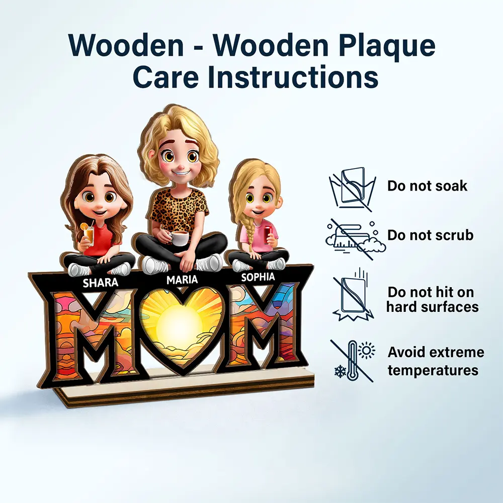 Mother & Children We Love You Mom - Personalized Custom Shaped 2-Layered Wooden Plaque - Image 6