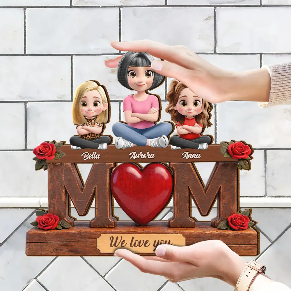 Mother & Children We Love You - Personalized Custom Shaped Wood Sign - Image 4