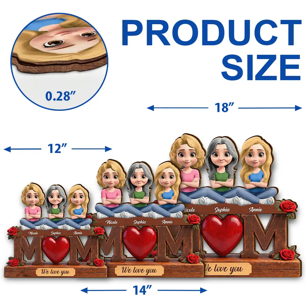 Mother & Children We Love You - Personalized Custom Shaped Wood Sign - Image 5
