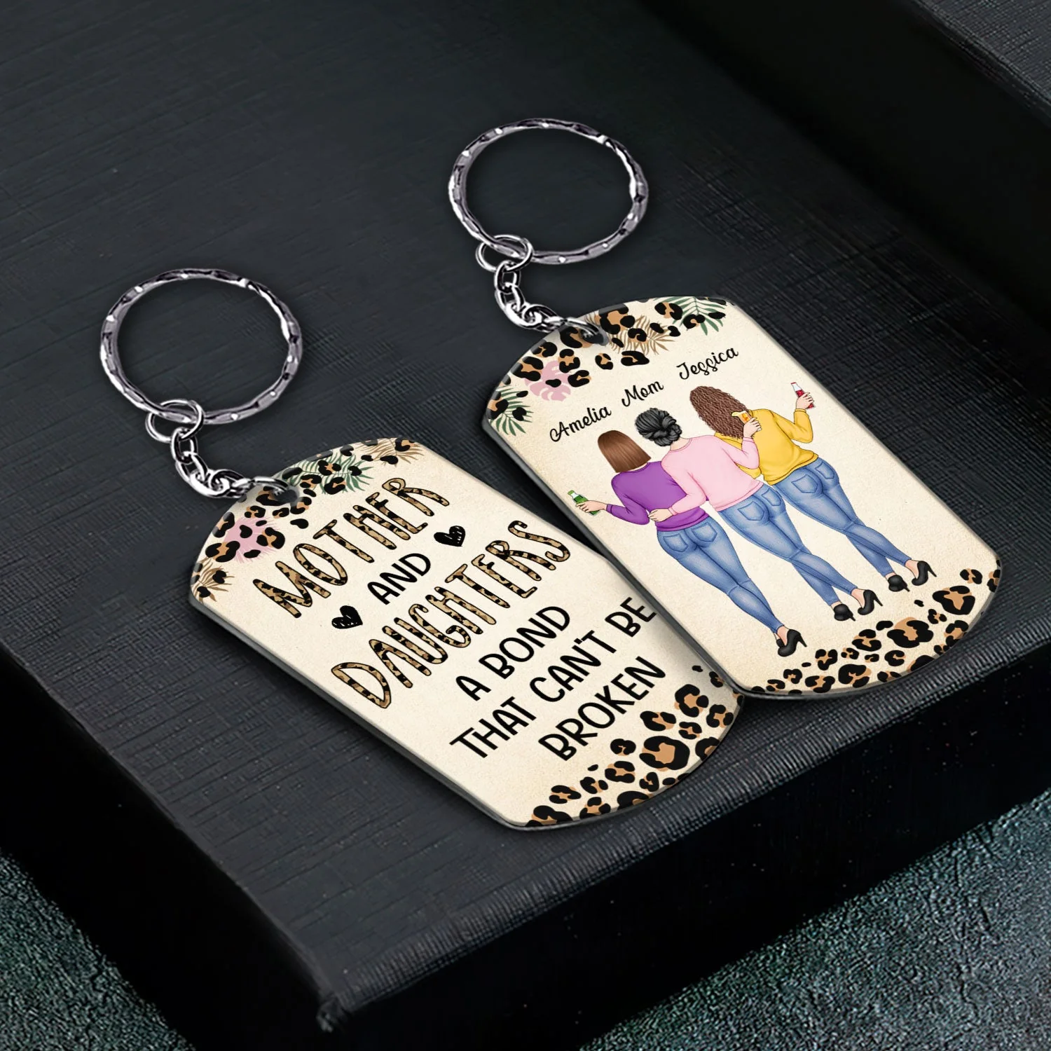 Mother & Daughter A Bond That Can't Be Broken - Gift For Mom, Mother, Grandma - Personalized Aluminum Keychain - Image 2