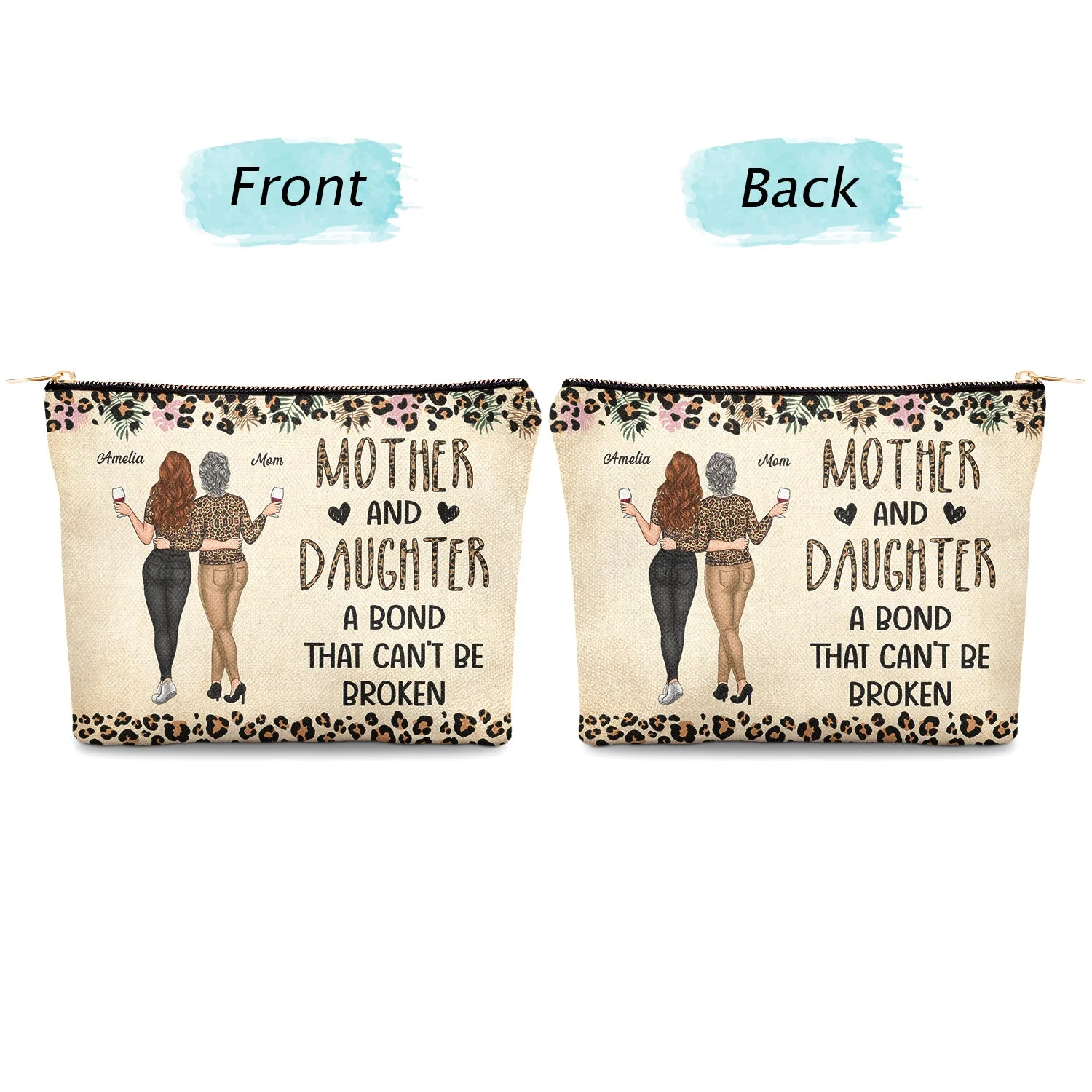 Mother & Daughter A Bond That Can't Be Broken - Gift For Mom, Mother, Grandma - Personalized Cosmetic Bag - Image 4