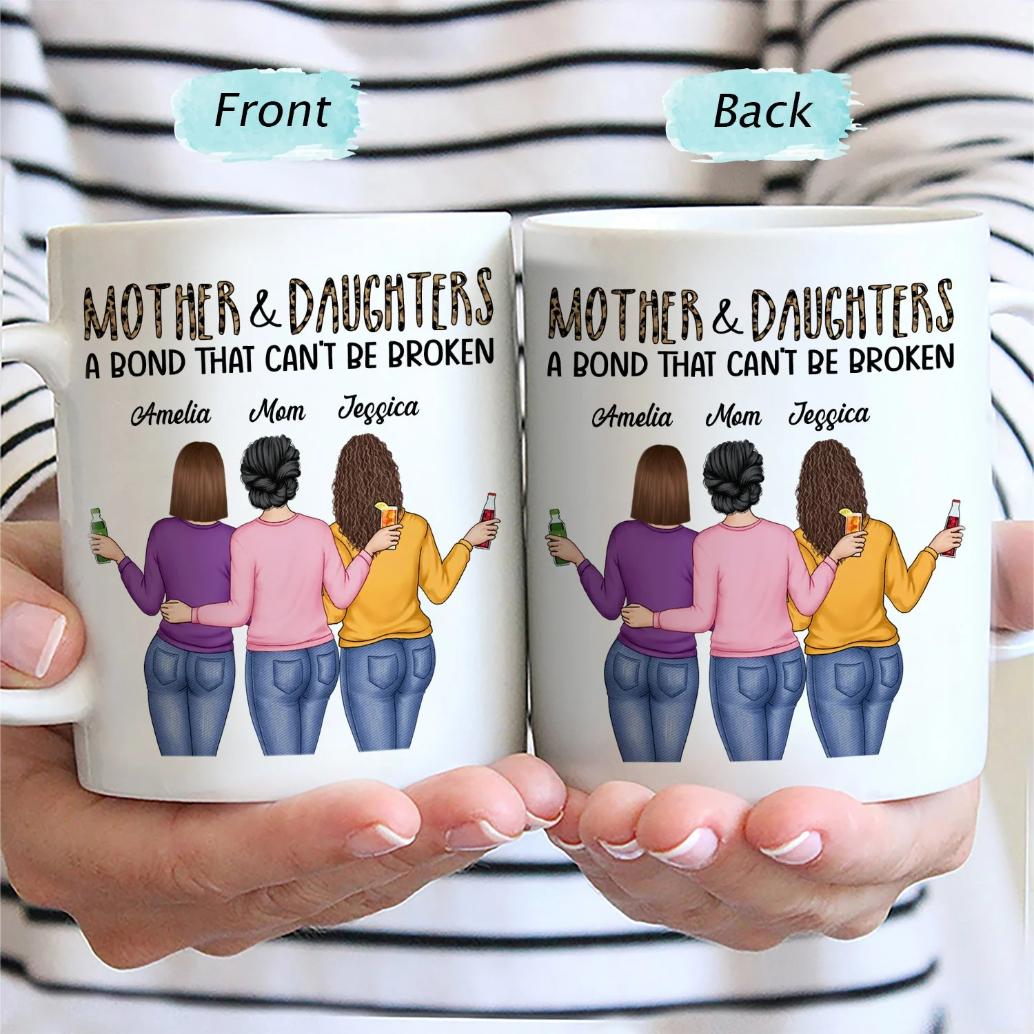 Mother & Daughter A Bond That Can't Be Broken - Gift For Mom, Mother, Grandma - Personalized Mug - Image 2