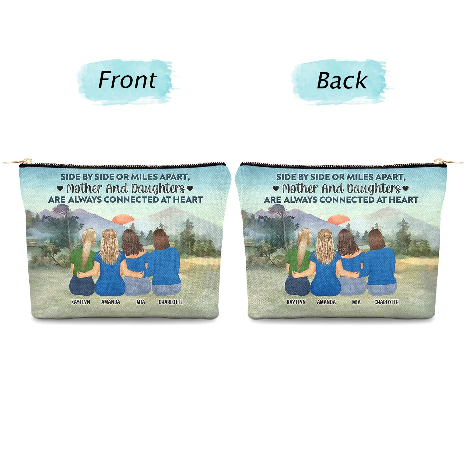 Mother & Daughter Forever Linked Together - Birthday, Loving Gift For Mom, Mum - Personalized Cosmetic Bag - Image 4