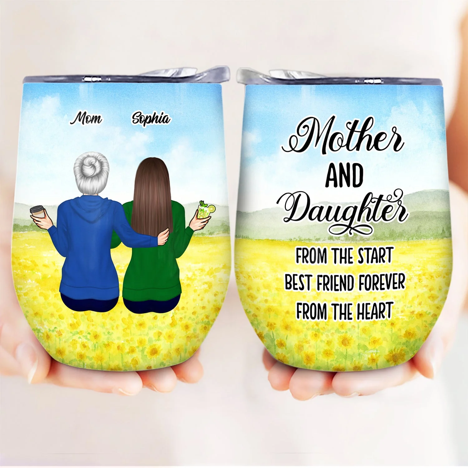 Mother Daughter Forever Linked Together - Gift For Mother, Mom Gift - Personalized Custom Wine Tumbler - Image 3