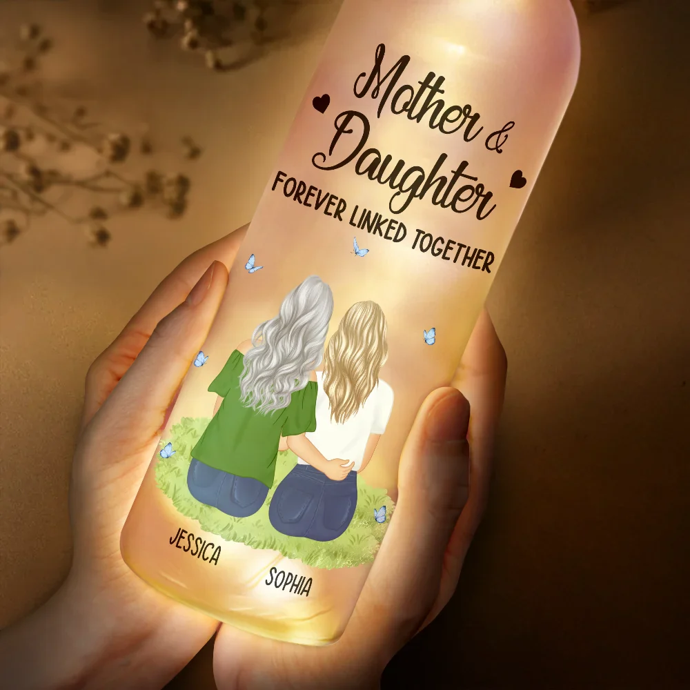Mother & Daughter Forever Linked Together - Personalized Bottle Light - Image 4