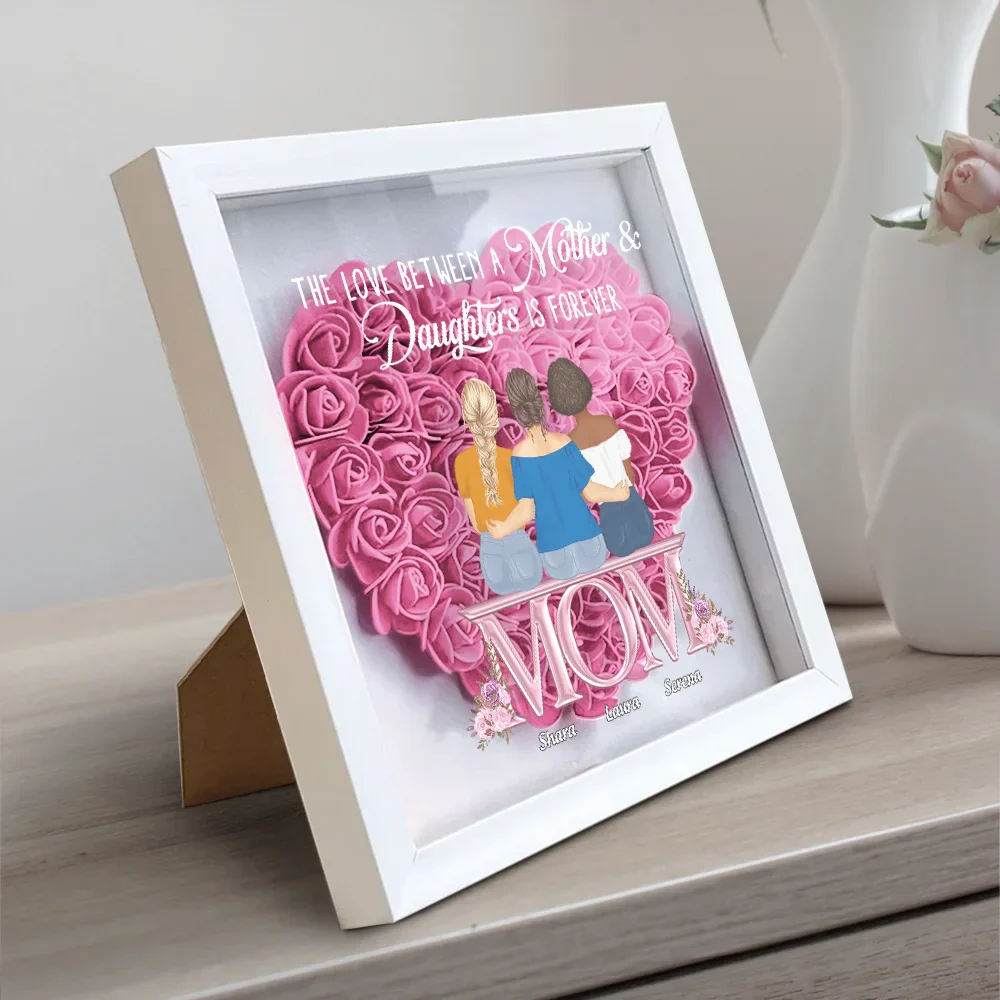 Mother & Daughter Forever Linked Together - Personalized Flower Shadow Box - Image 2