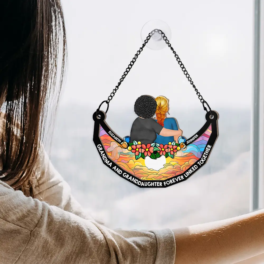 Mother & Daughter Forever Linked Together - Personalized Window Hanging Suncatcher Ornament - Image 4