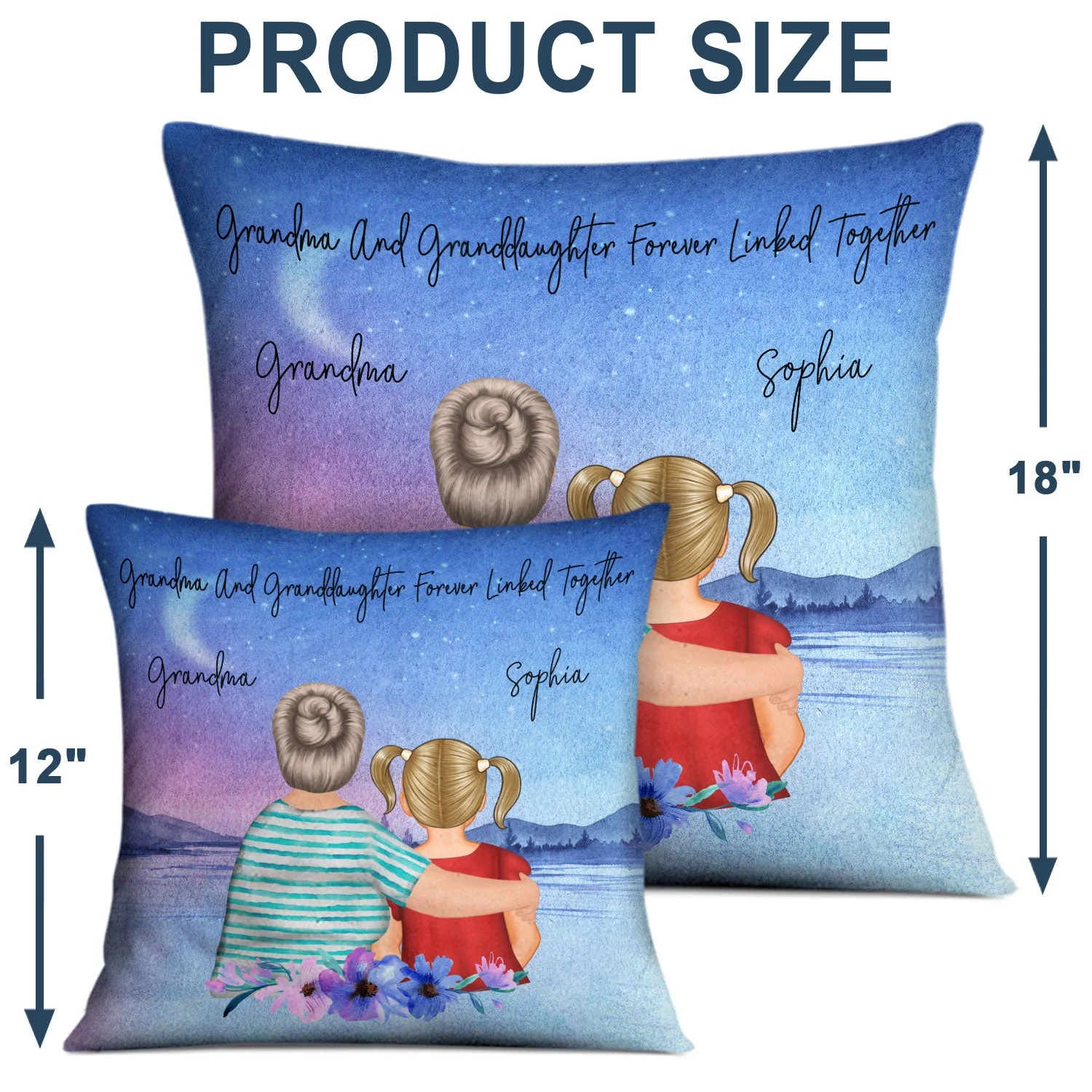 Mother & Daughter Forever Linked Together Watercolor Style - Gift For Mom, Daughter & Grandma - Personalized Custom Pillow - Image 4