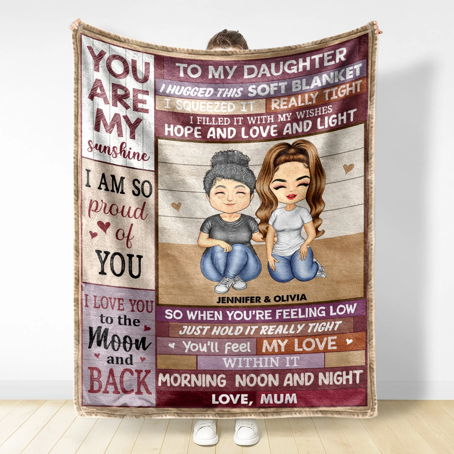 Mother Daughter Hugged This Soft Blanket - Gift For Daughters - Personalized Fleece Blanket - Image 2
