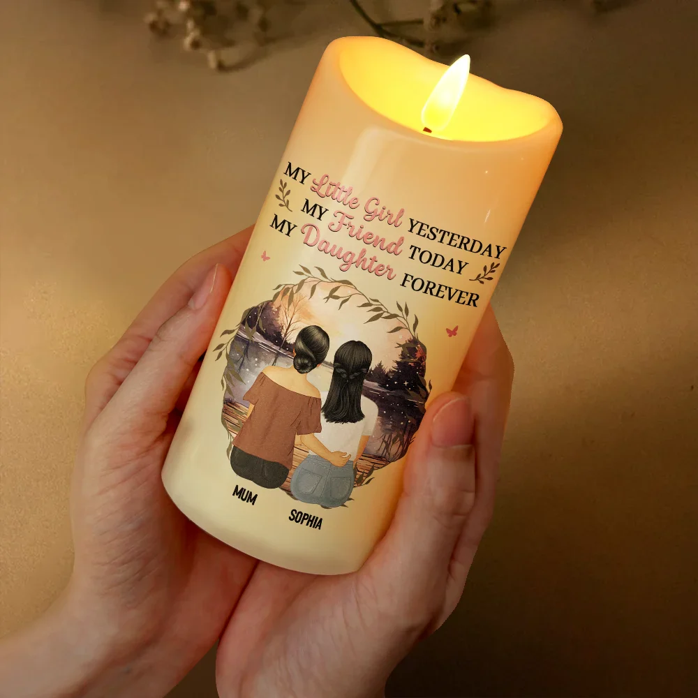 Mother & Daughter My Friend Today My Daughter Forever - Personalized Flameless LED Candle - Image 3
