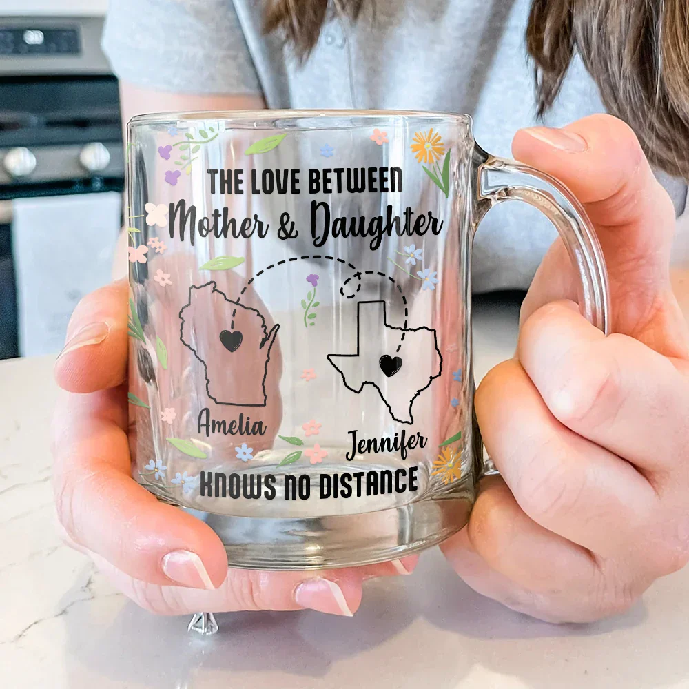 Mother Daughter The Love Knows No Distance Wild Flower State - Personalized Glass Mug - Image 3