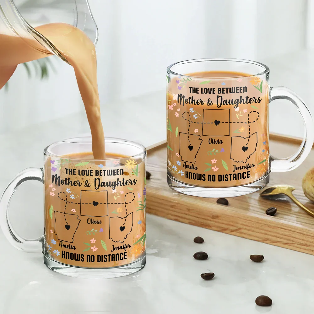 Mother Daughter The Love Knows No Distance Wild Flower State - Personalized Glass Mug - Image 4