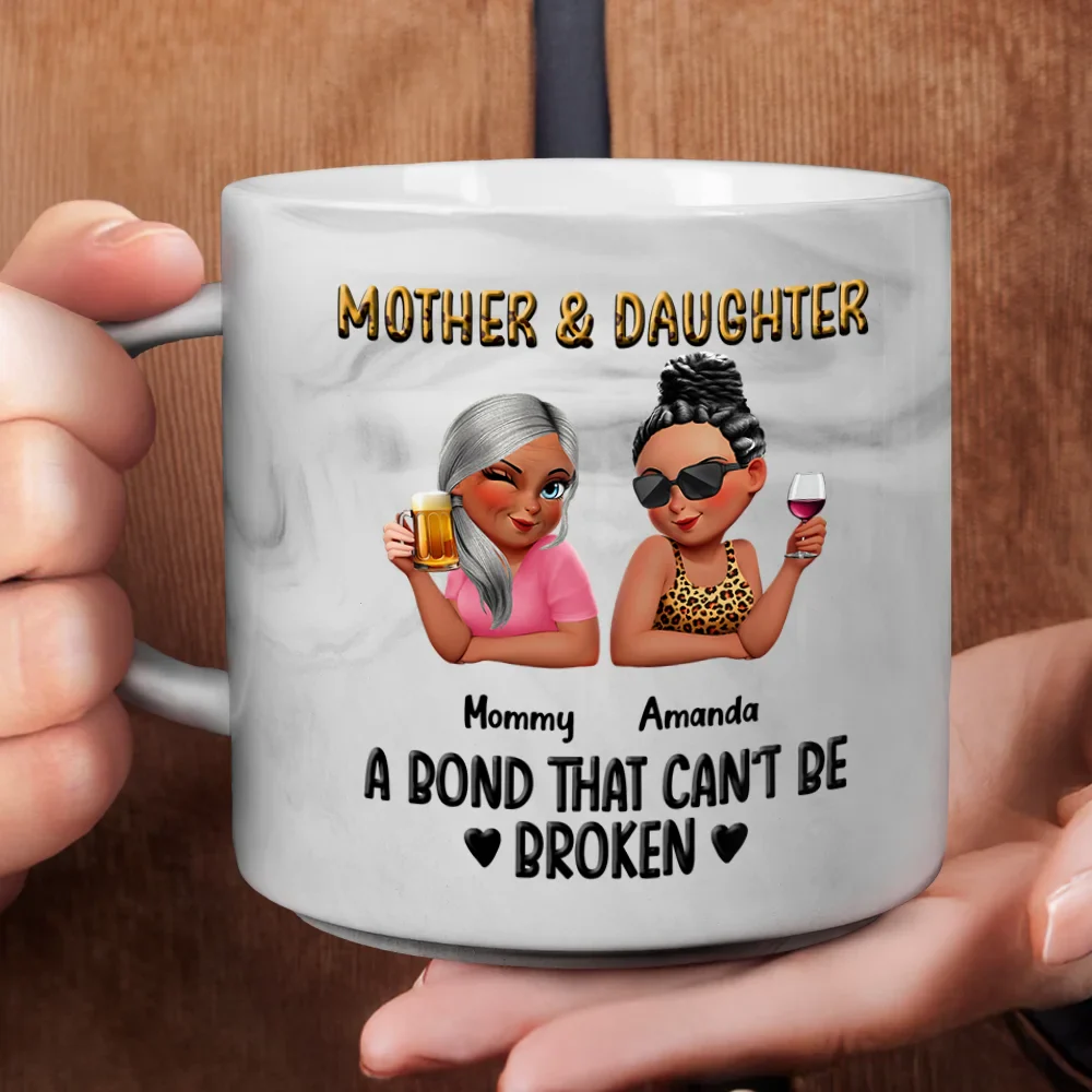 Mother & Daughters A Bond That Can't Be Broken 3D Effect - Personalized Marble Mug - Image 4