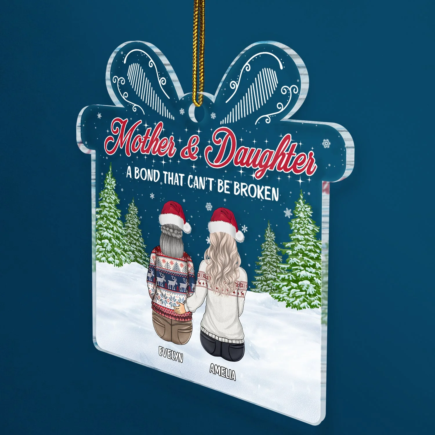 Mother Daughters A Bond That Can't Be Broken - Christmas, Gift For Mom - Personalized Custom Shaped Acrylic Ornament - Image 2