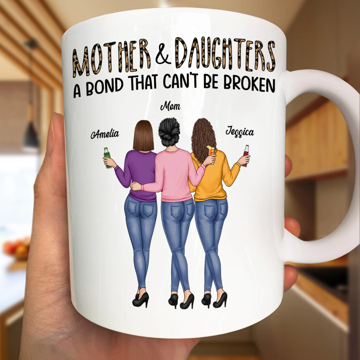 Mother & Daughters A Bond That Can't Be Broken - Gift For Mom, Mother, Grandma - Personalized Mug - Image 3