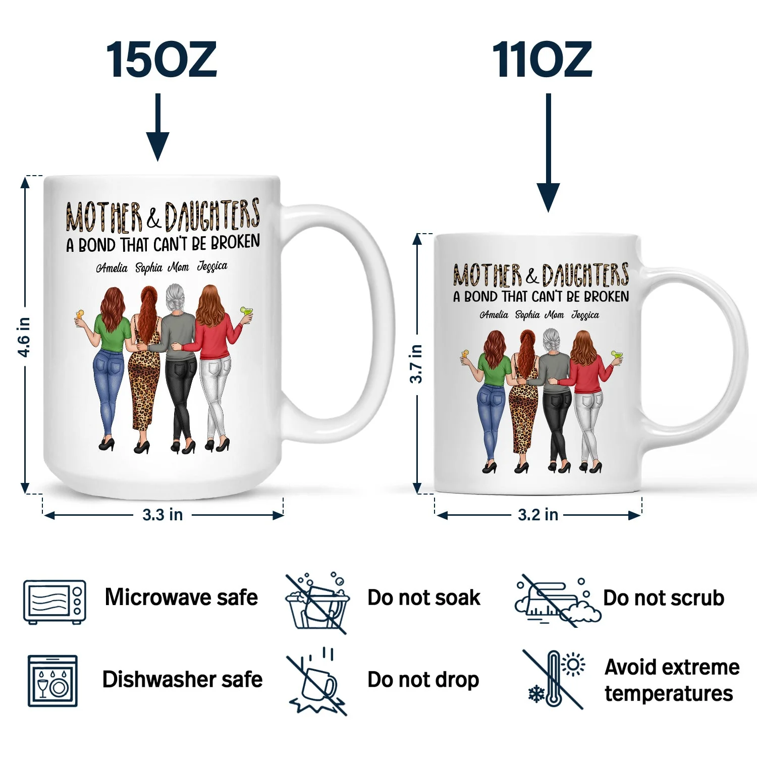 Mother & Daughters A Bond That Can't Be Broken - Gift For Mom, Mother, Grandma - Personalized Mug - Image 4