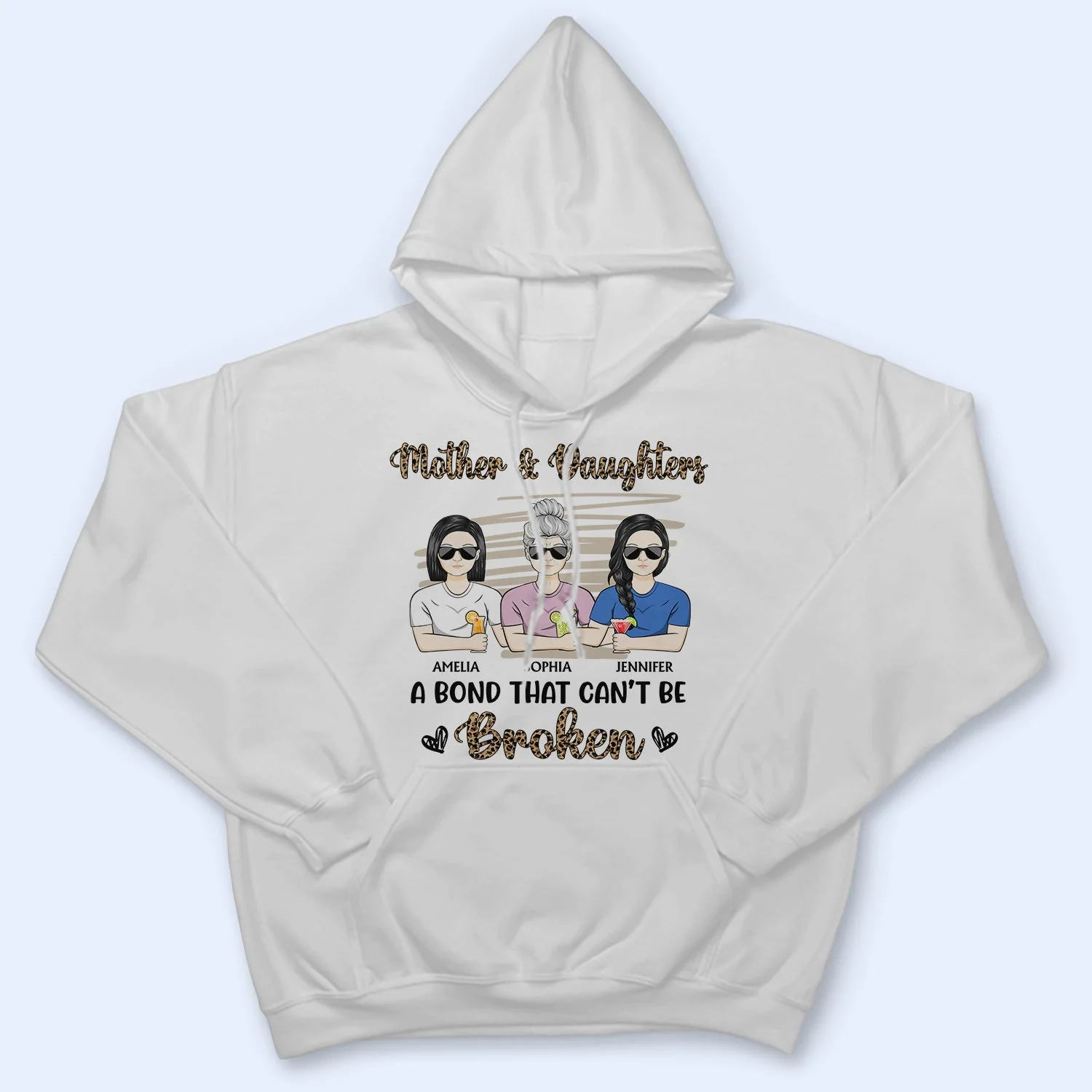 Mother & Daughters A Bond That Can't Be Broken Leopard Pattern - Gift For Mom, Mother, Grandma - Personalized T Shirt - Image 4