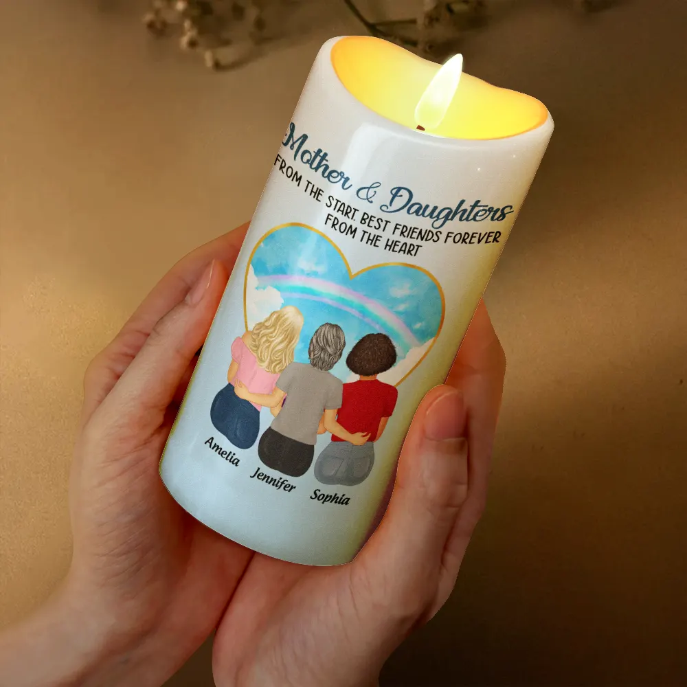 Mother & Daughters Forever Linked Together - Personalized Flameless LED Candle - Image 3