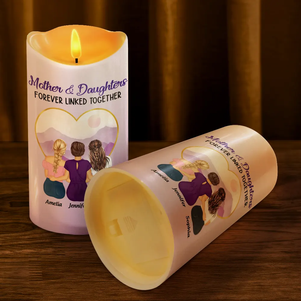 Mother & Daughters Forever Linked Together - Personalized Flameless LED Candle - Image 4