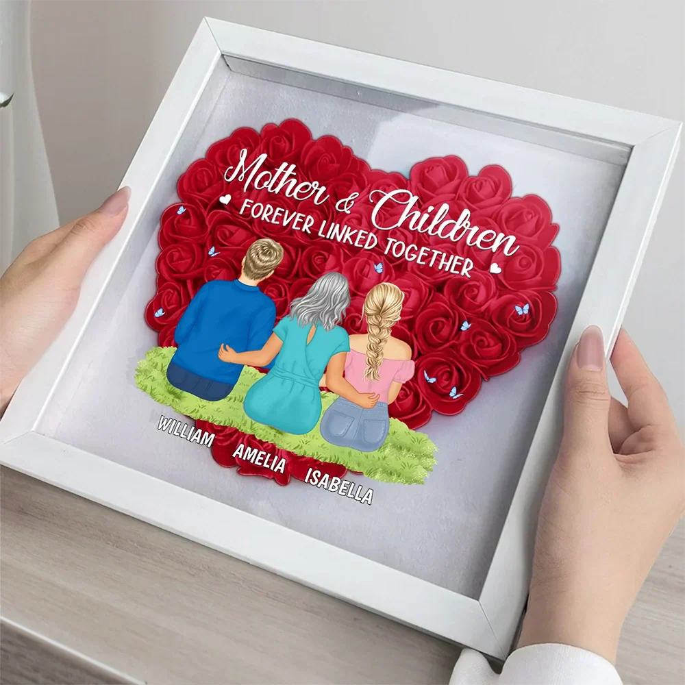 Mother & Daughters Forever Linked Together - Personalized Flower Shadow Box - Image 3