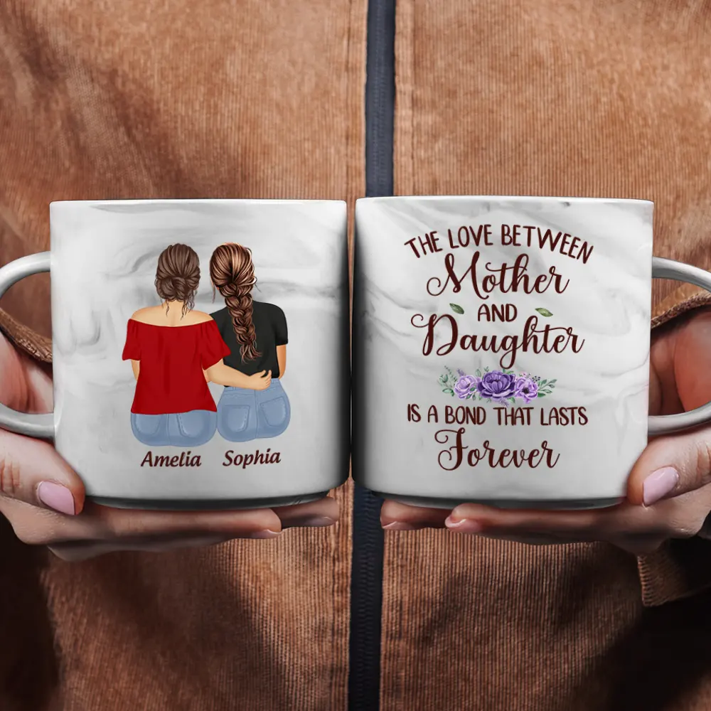 Mother & Daughters Forever Linked Together - Personalized Marble Mug - Image 2