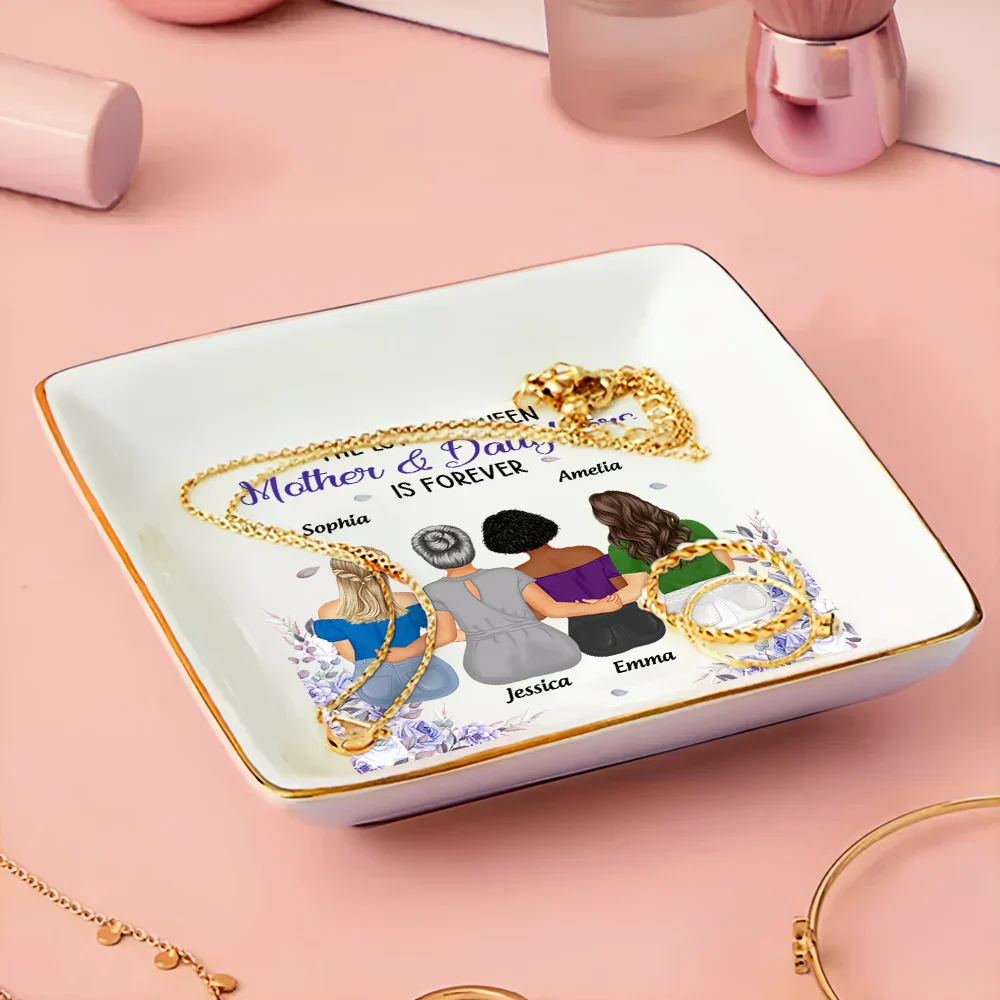 Mother & Daughters Forever Linked Together - Personalized Ring Dish - Image 3