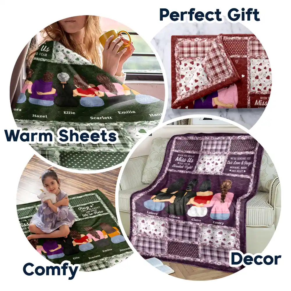 Mother Daughters Hug This Blanket - Personalized Fleece Blanket, Sherpa Blanket - Image 8