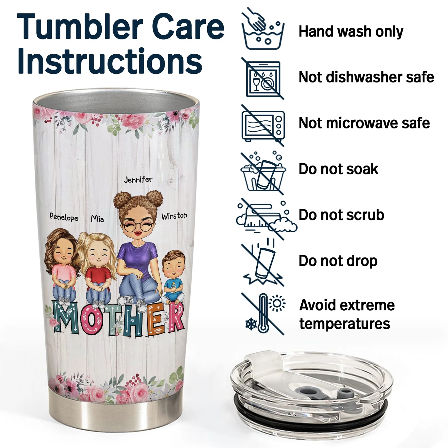 Mother & Daughters Sons From The Start - Birthday, Loving Gift For Mom, Mother, Grandma, Grandmother - Personalized Custom Tumbler - Image 5
