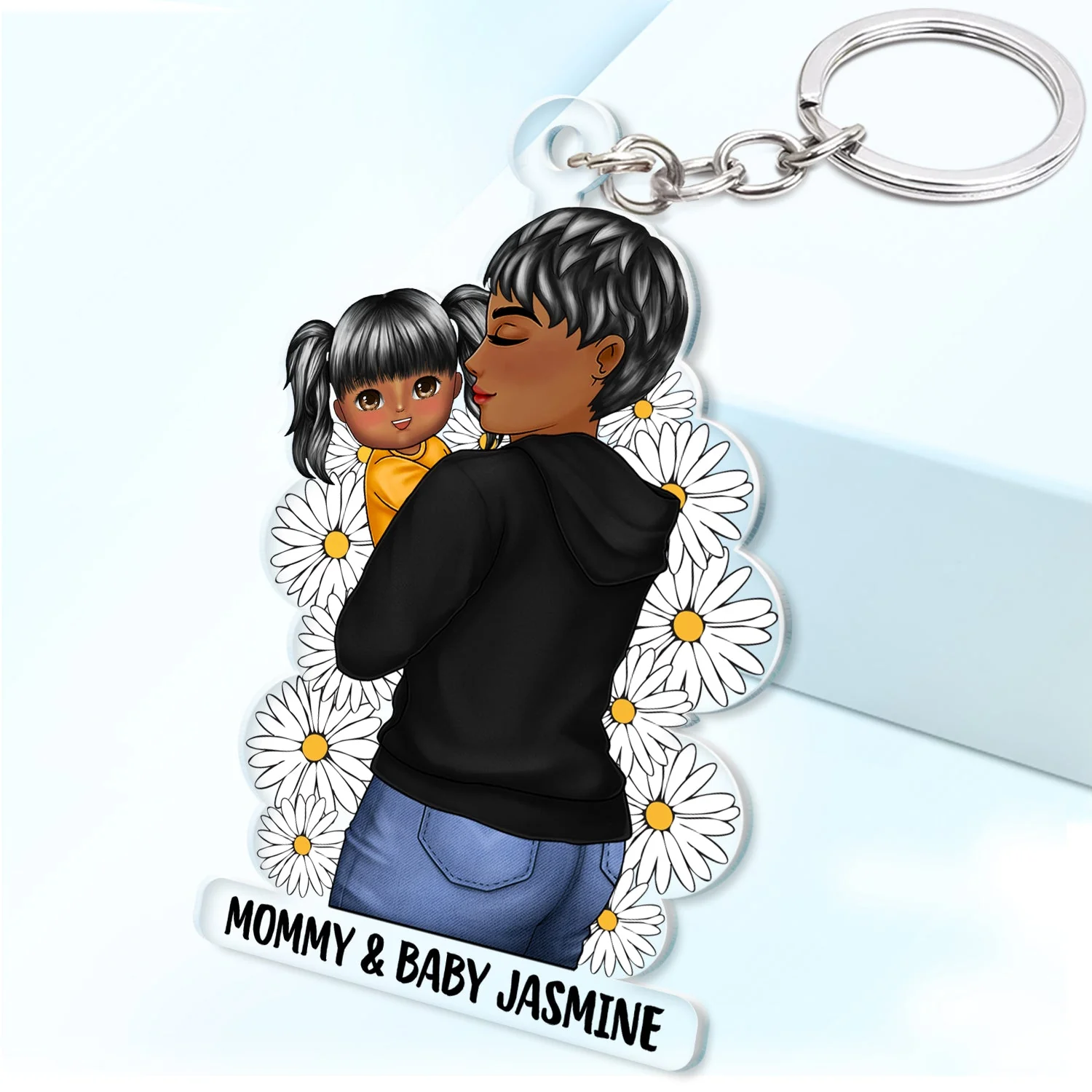 Mother Grandma Hugging Baby - Gift For Mother & Grandma - Personalized Cutout Acrylic Keychain - Image 2
