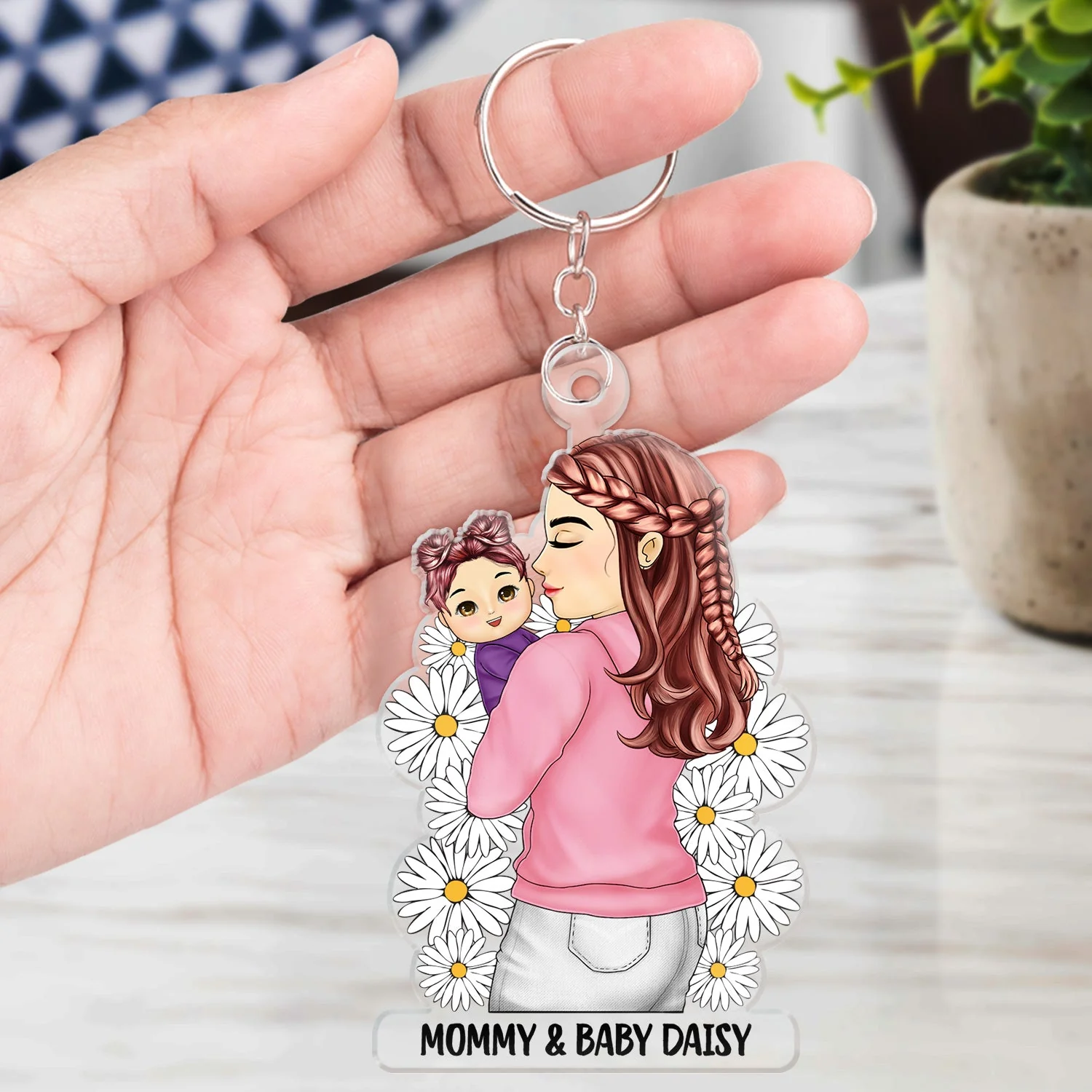 Mother Grandma Hugging Baby - Gift For Mother & Grandma - Personalized Cutout Acrylic Keychain - Image 4