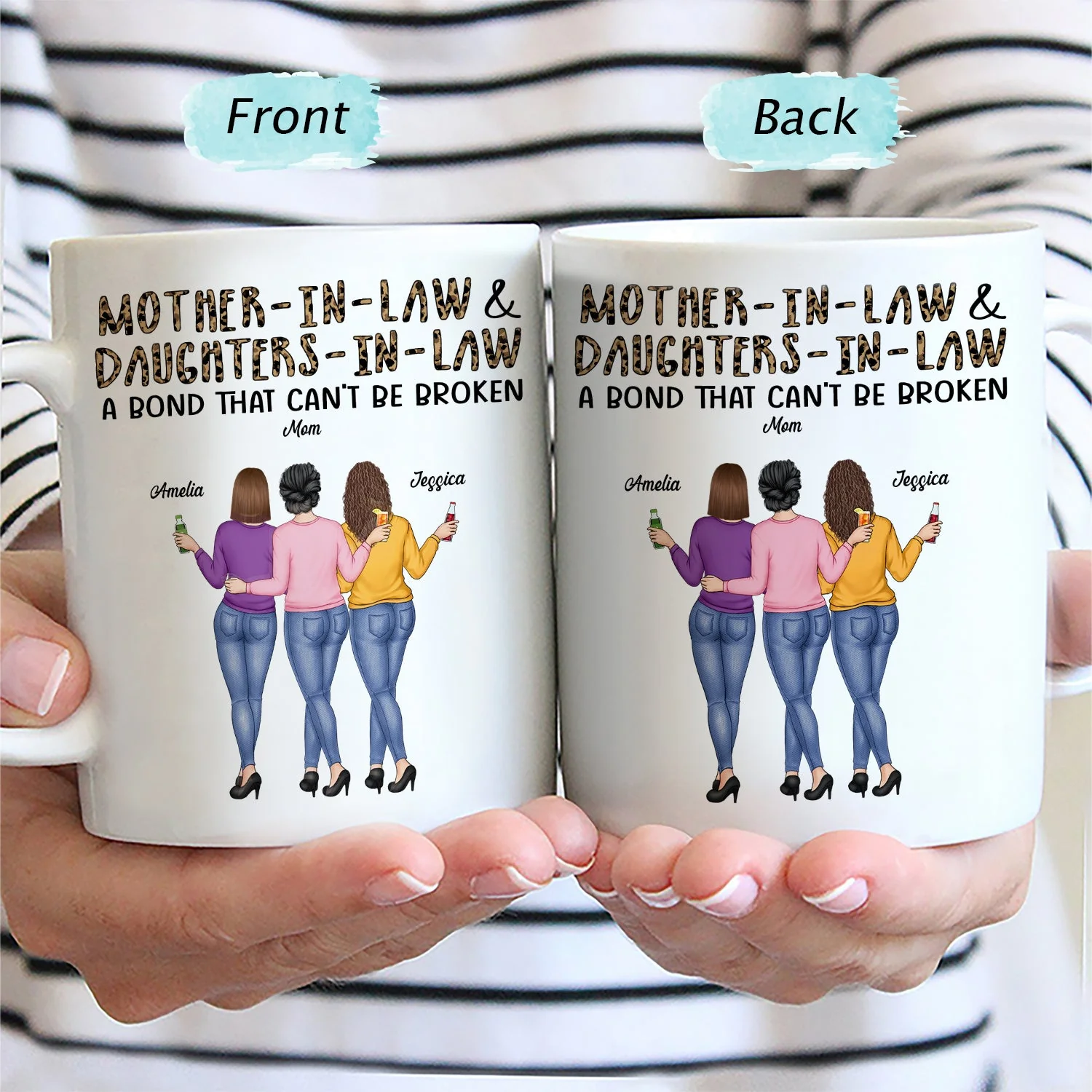 Mother-In-Law & Daughter-In-Law A Bond That Can't Be Broken Family - Gift For Mom, Mother, Grandma - Personalized Mug - Image 2