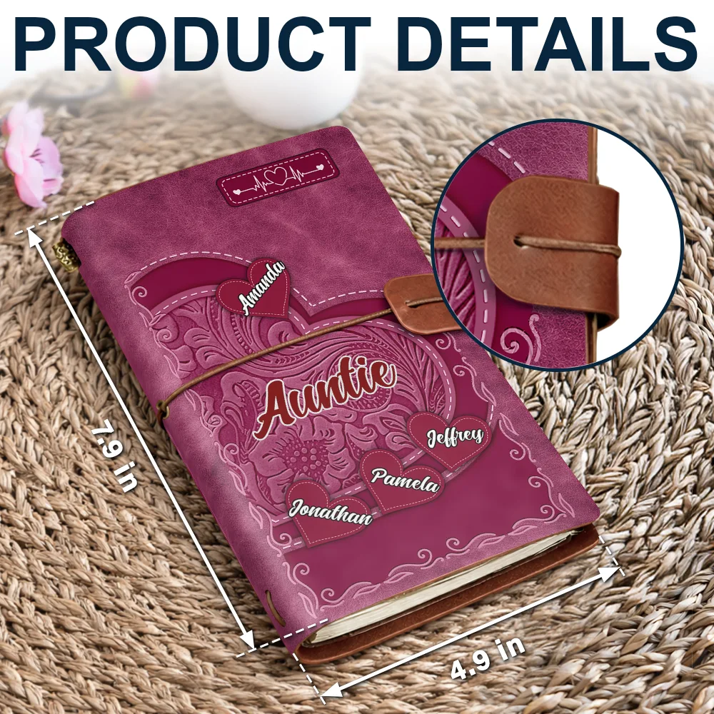 Mother Little Sweethearts Embossed Effect - Personalized Leather Vintage Journal - Image 3