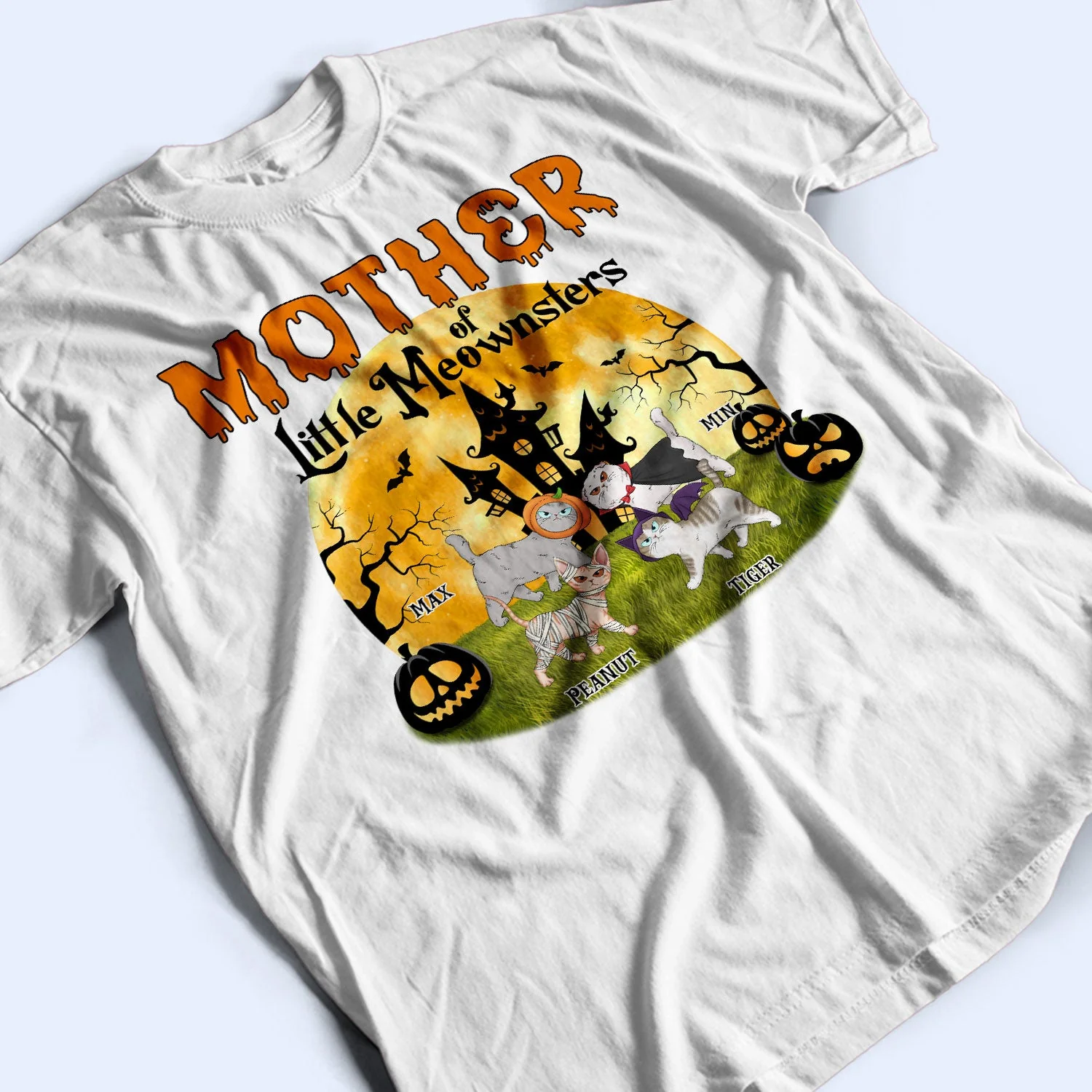 Mother Of Little Meownsters - Halloween Gift For Cat Lovers - Personalized T Shirt - Image 3