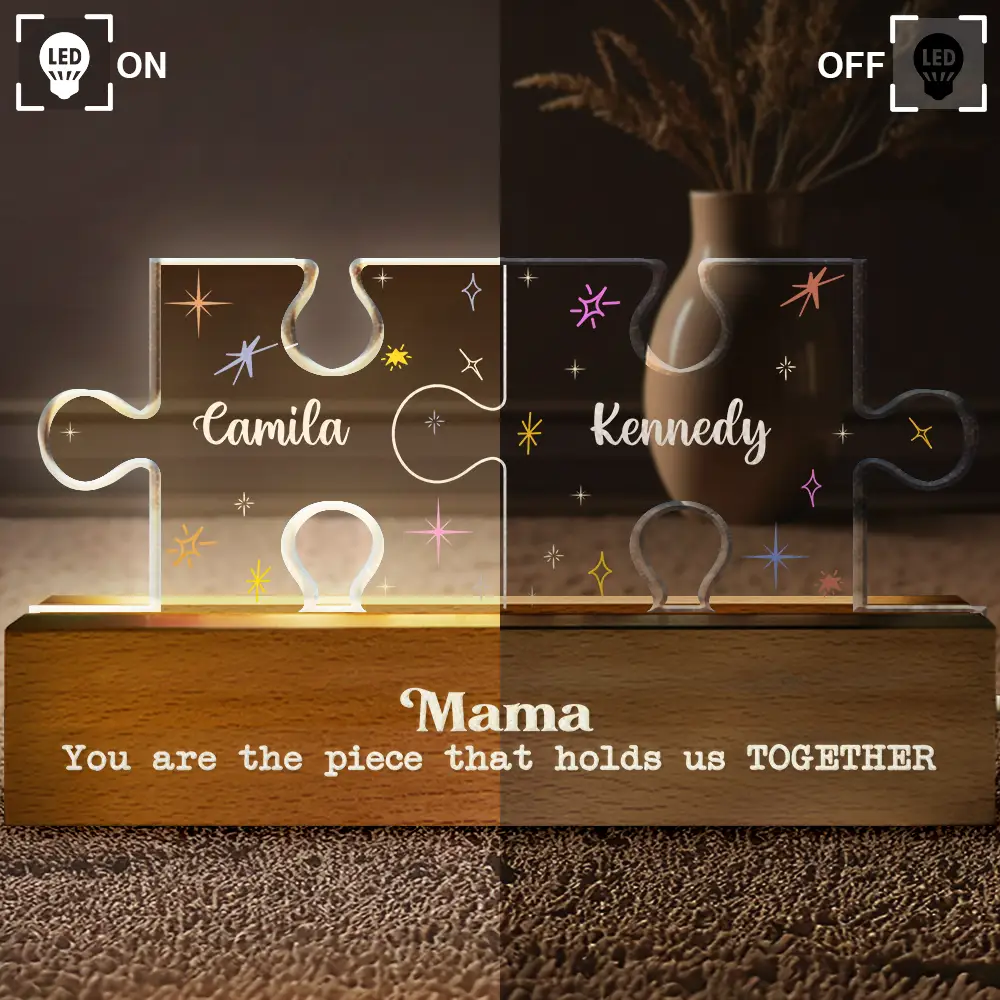 Mother You Are The Piece That Holds Us Together Family Puzzle - Personalized Custom Shaped LED Light - Image 5