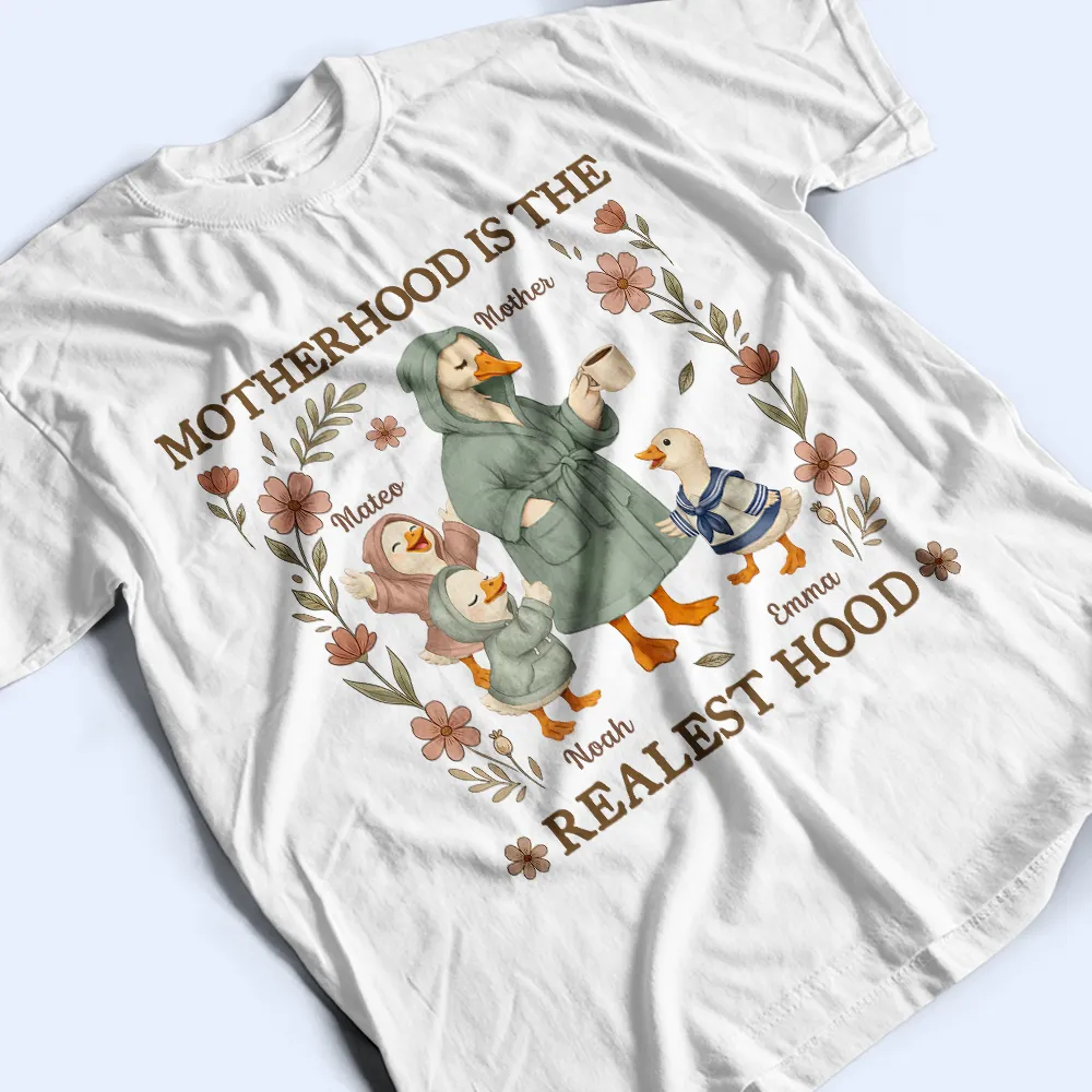 Motherhood Is The Realest Hood - Personalized T Shirt - Image 3