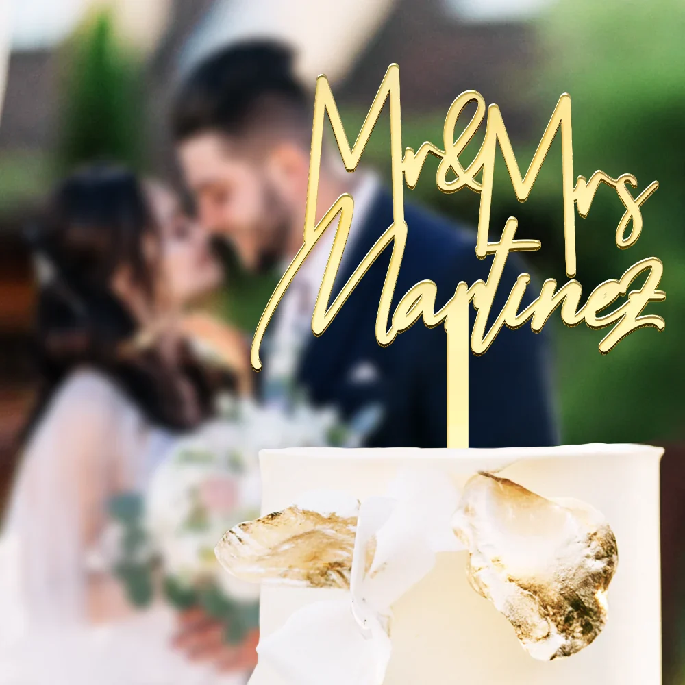 Mr & Mrs Wedding, Anniversary Gift - Personalized Cake Topper - Image 3