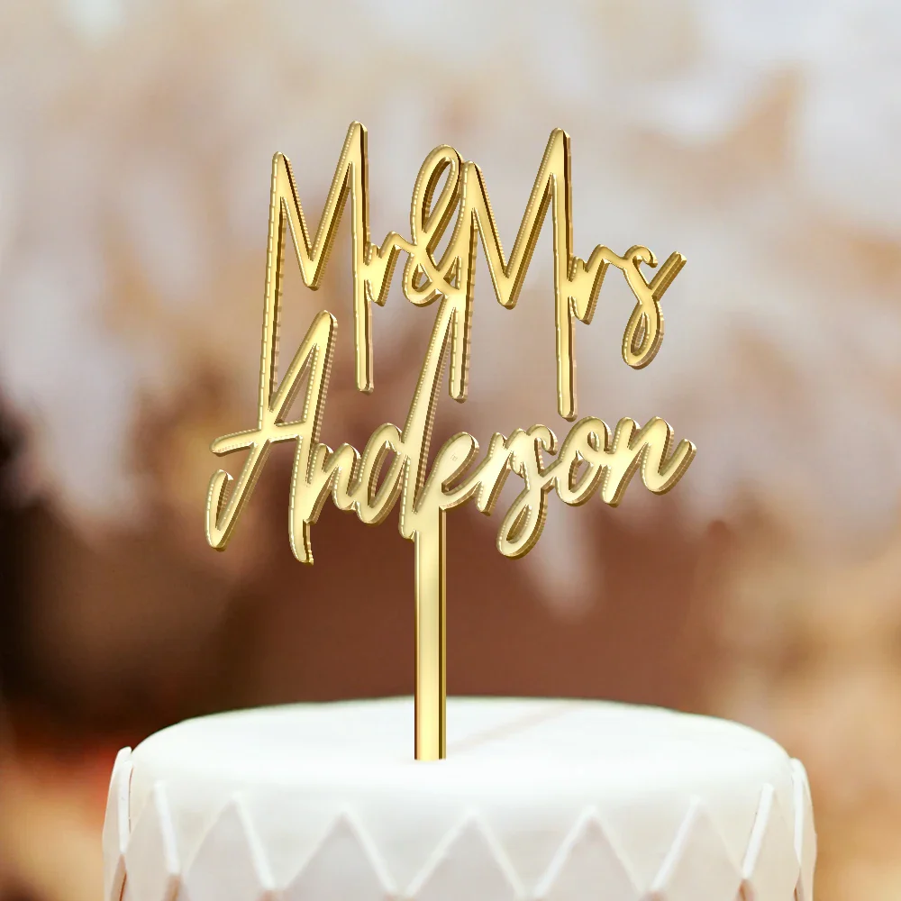 Mr & Mrs Wedding, Anniversary Gift - Personalized Cake Topper - Image 4