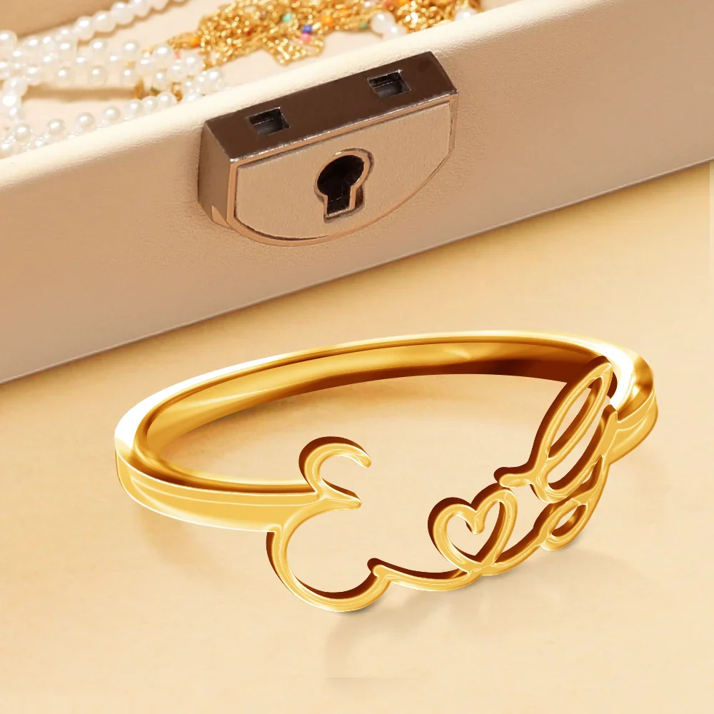 Multiple Initials With Heart - Personalized Custom Shaped Ring - Image 2