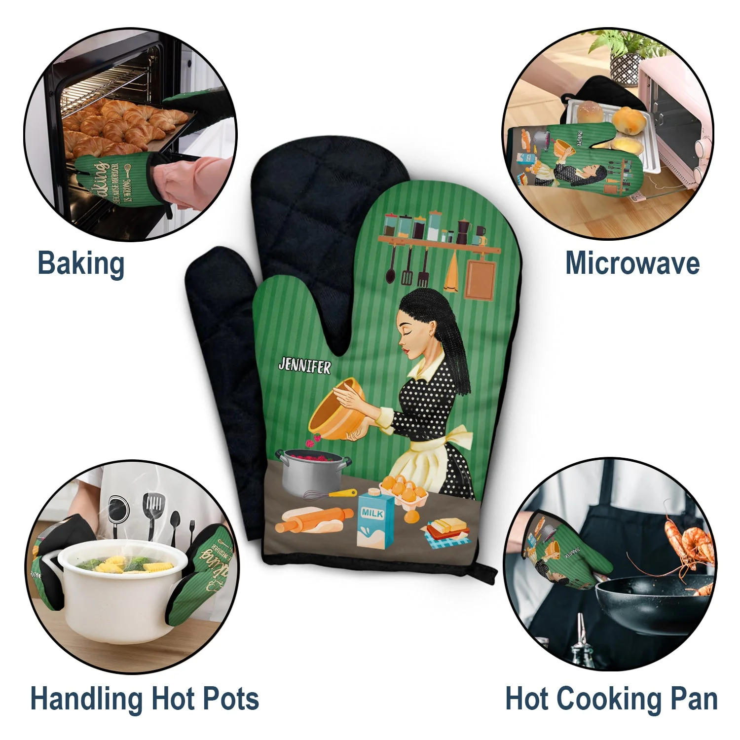 Murder Is Wrong - Gift For Mom, Gift For Baking Lovers - Personalized Oven Mitts, Pot Holders - Image 5