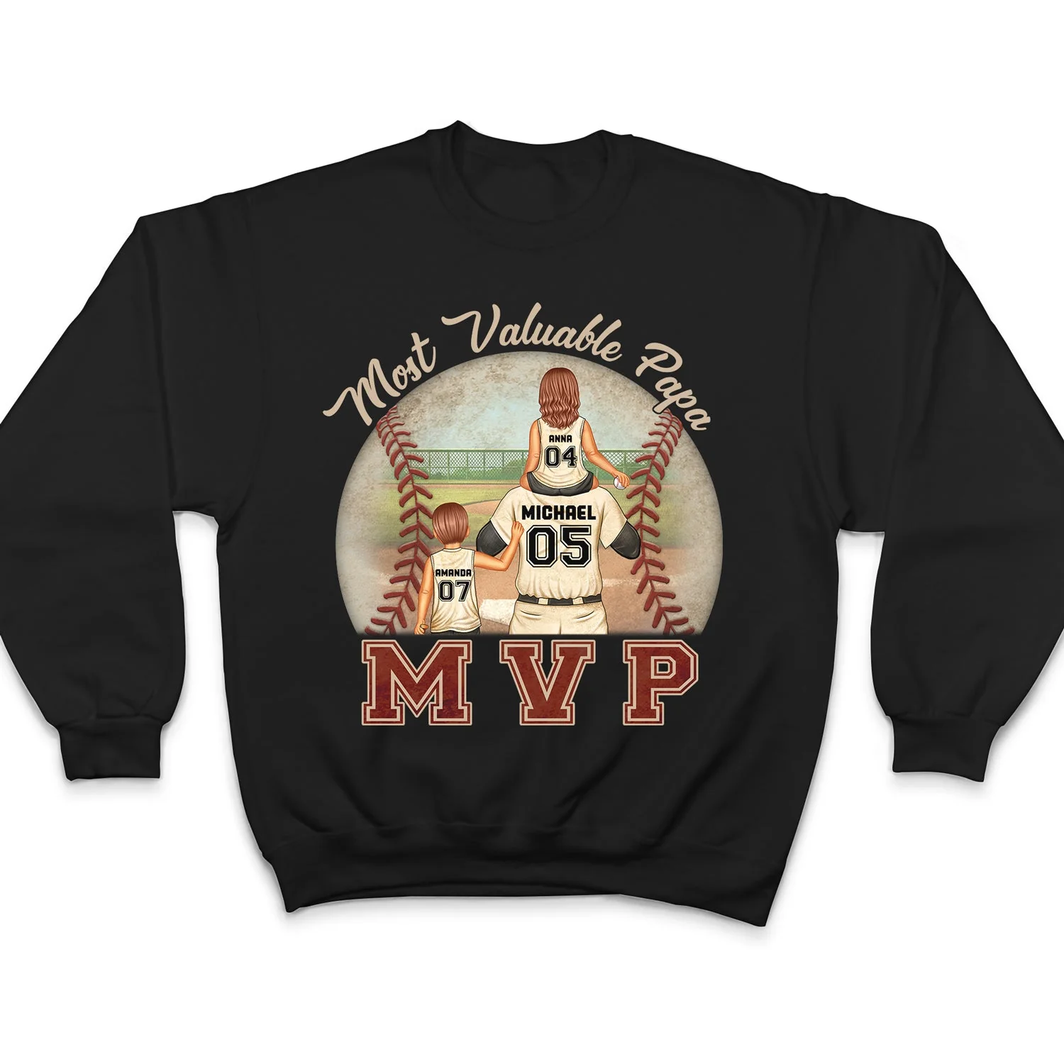 MVP Most Valuable Papa - Gift For Dad, Father, Baseball, Softball Fans - Personalized Custom T Shirt - Image 5