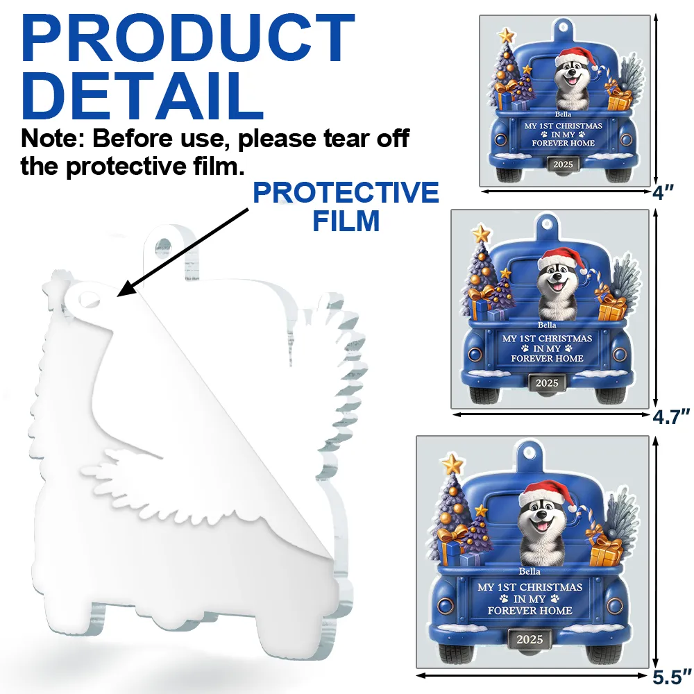 My 1st Christmas In My Forever Home 3D Effect Dog - Personalized Custom Shaped Acrylic Ornament - Image 6