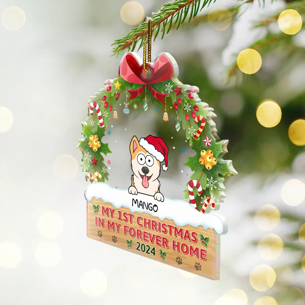 My 1st Christmas In My Forever Home Funny Pet - Personalized Custom Shaped Acrylic Ornament - Image 2