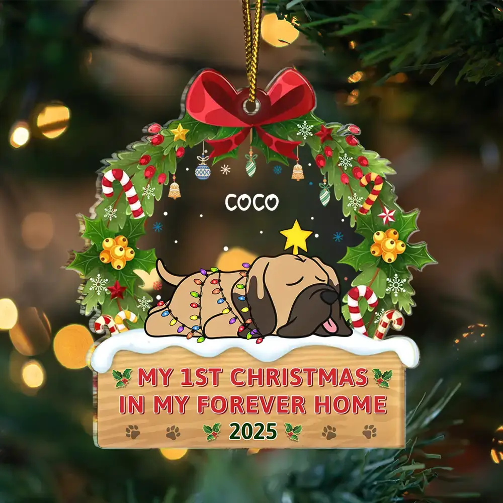 My 1st Christmas In My Forever Home - Personalized Custom Shaped Acrylic Ornament - Image 3