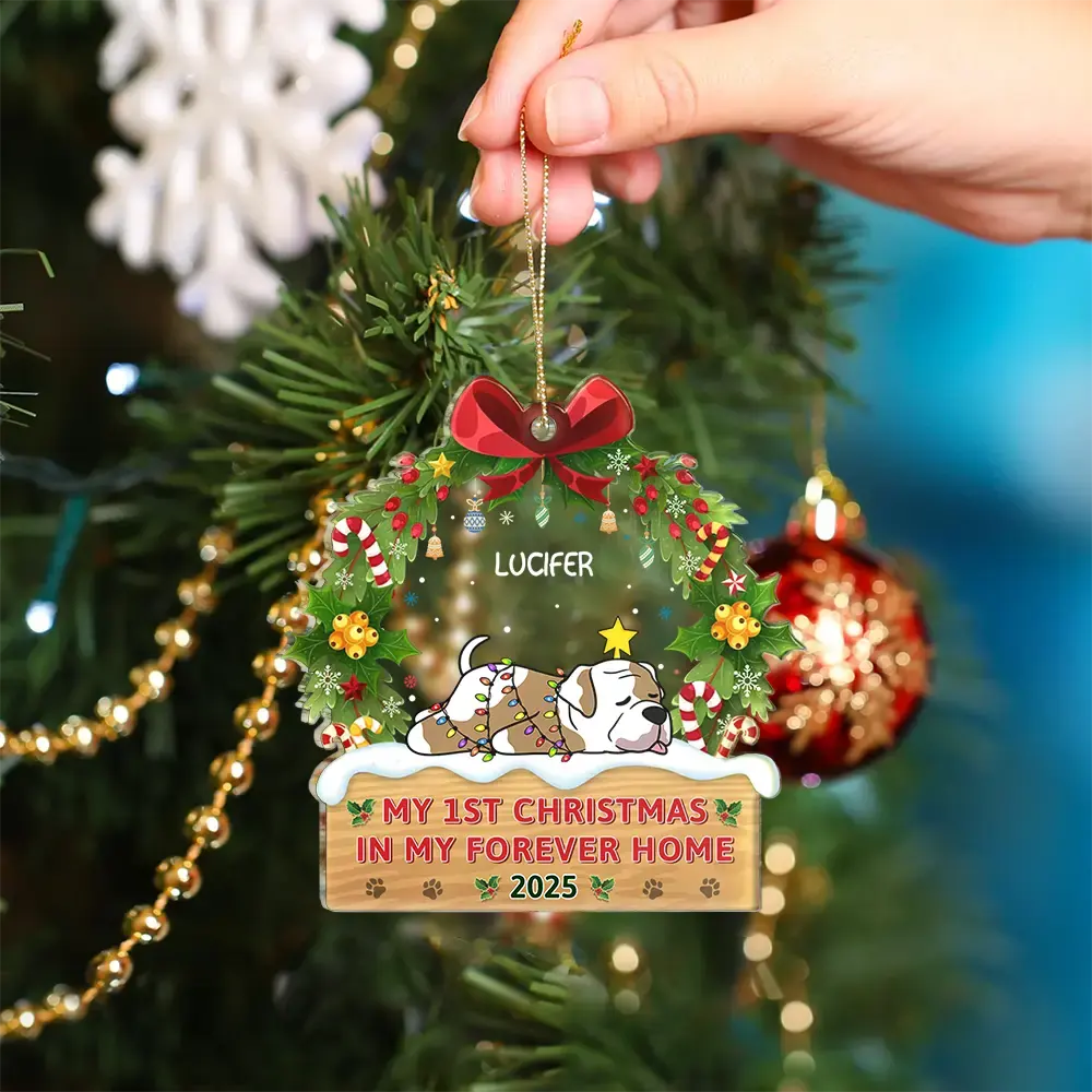 My 1st Christmas In My Forever Home - Personalized Custom Shaped Acrylic Ornament - Image 4