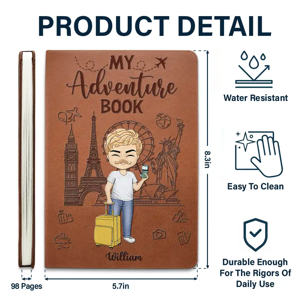 My Adventure Book Travel Journal - Personalized Leather Journal - Image 5