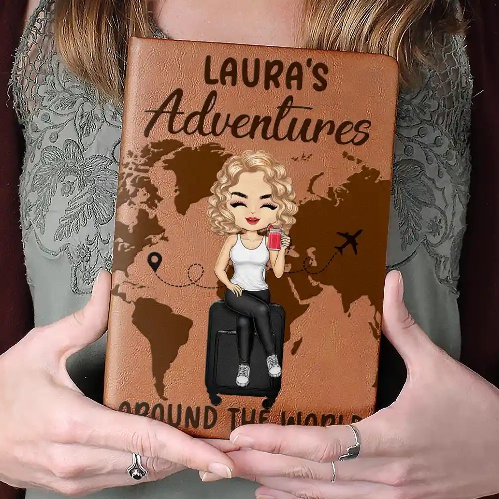 My Adventures Around The World - Personalized Leather Journal - Image 4