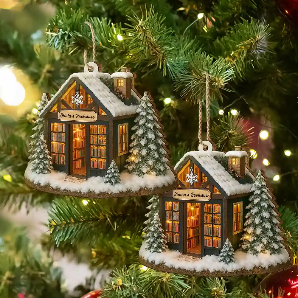 My Bookstore Book Corner - Personalized Custom Shaped Wooden Ornament - Image 6